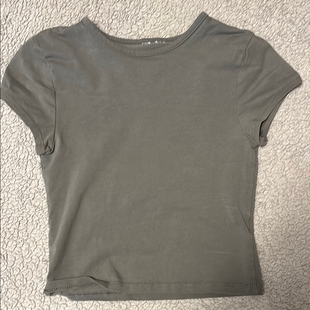 H&M Green Puff Sleeve Crop T-Shirt